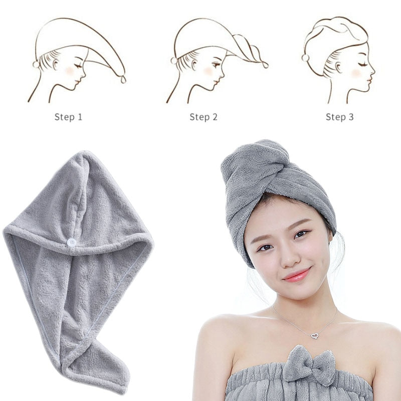 Magic Microfiber hair towel for rapid drying.