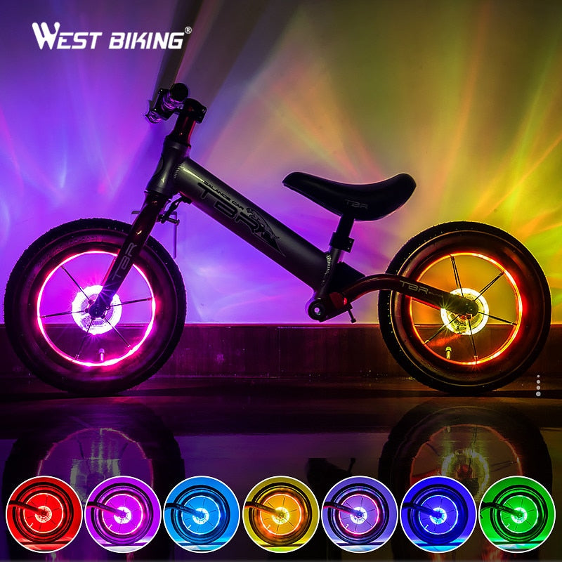 Smart rechargeable LED Bicycle Wheel Light. 7 colors with 18 changeable modes attaches to the hub.