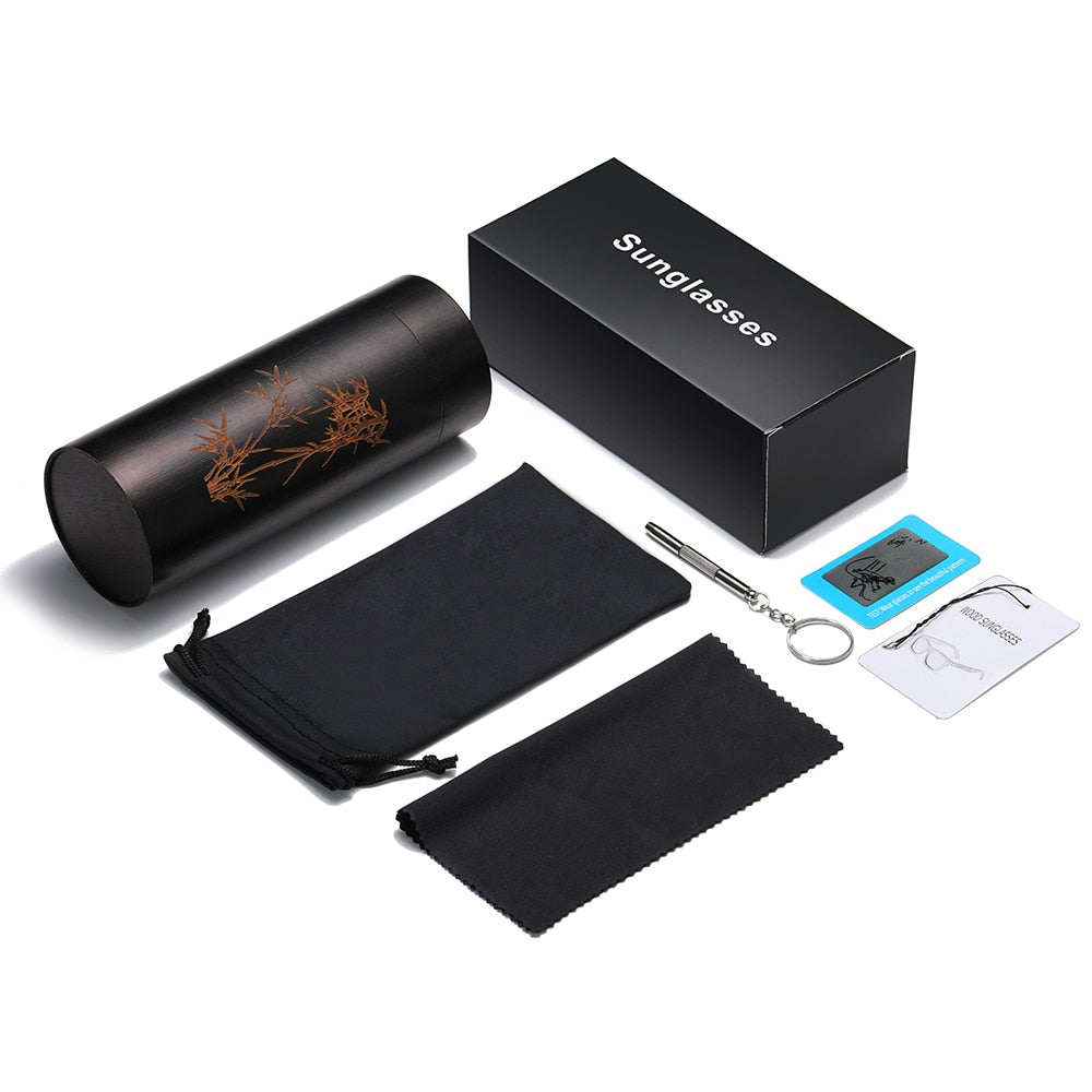 GM Polarized Sunglasses 100% Natural Wooden Sunglasses Frame Bamboo Black UV400