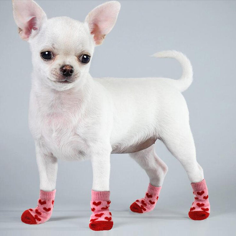 4pcs Anti Slip knitted Socks For Small to Medium Dogs.