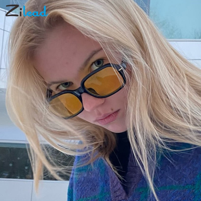 Zilead Vintage UV Protection, Clear Lens, Ultra-Light Square Frame Sunglasses.