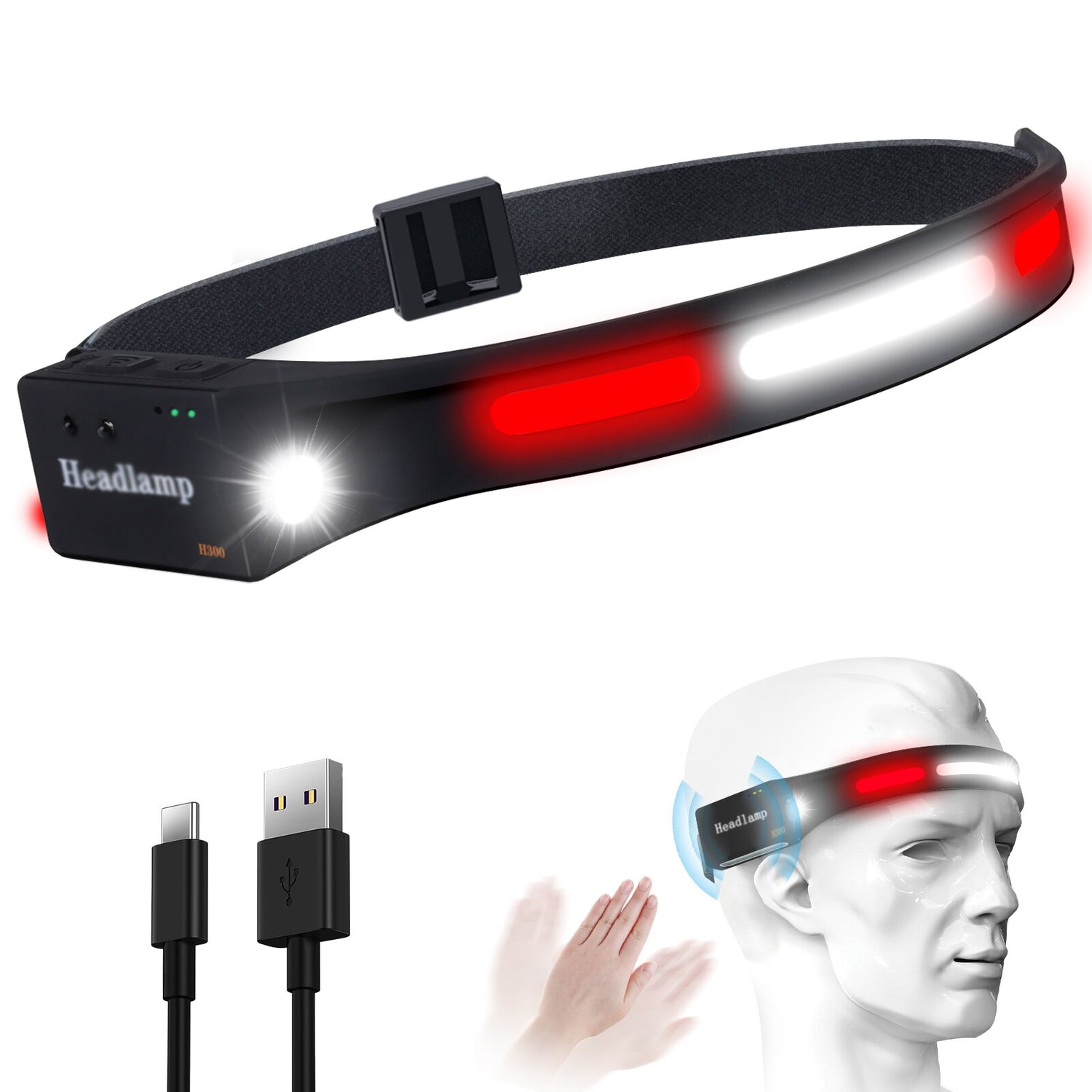 LED Headlamp Rechargeable with Built-in Battery 5 Lighting Modes