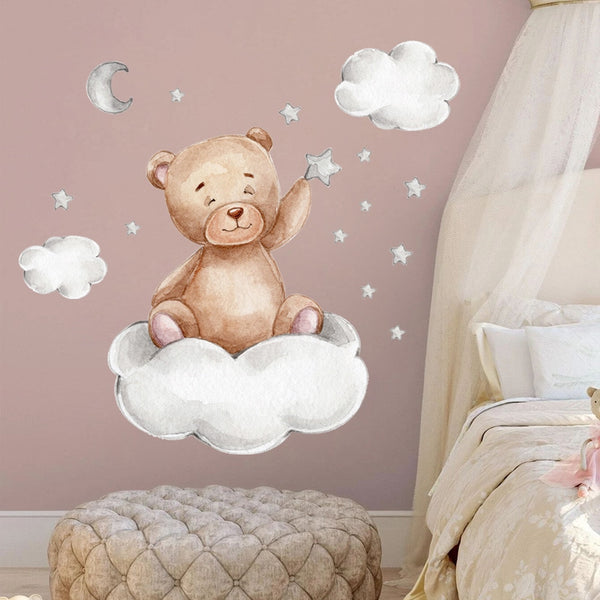 Wall Stickers For Your Nursery Of Bears, Clouds, Stars and Moon.