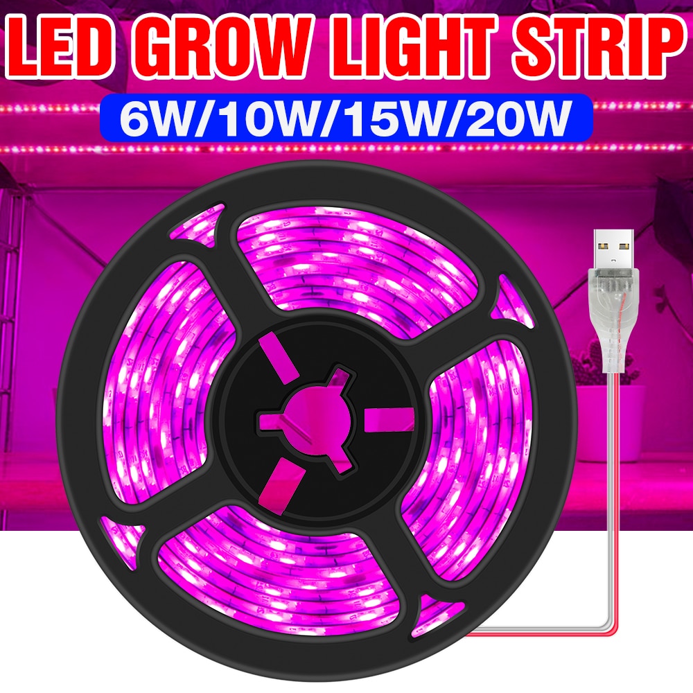 LED/USB Full Spectrum Phyto Lamp 5V with Grow Light Strip 0.5m 1m 2m 3m.