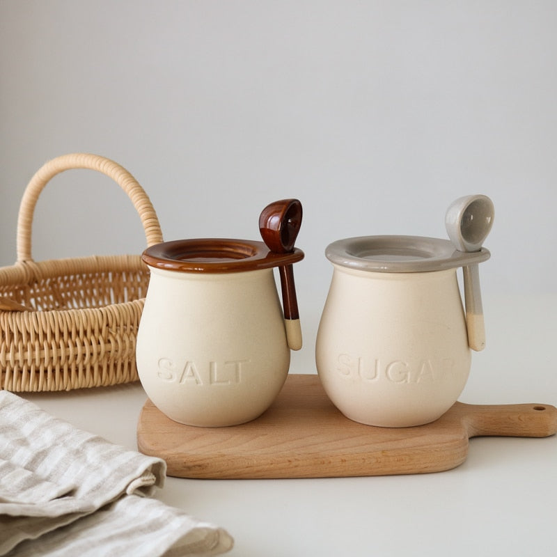 Ceramic jars for Spices, Salt, Sugar.