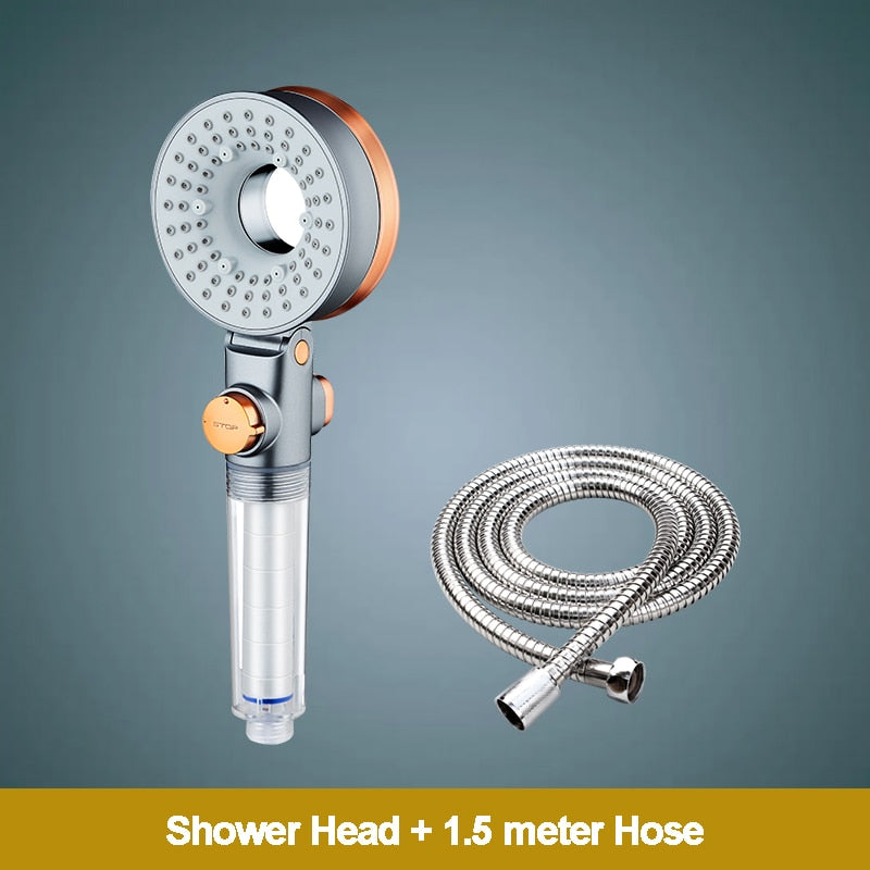 ZhangJi Double Sided Unique Shower Head Bathroom 3 Jettings Water Saving Filtration Round Rainfall Adjustable Nozzle Sprayer