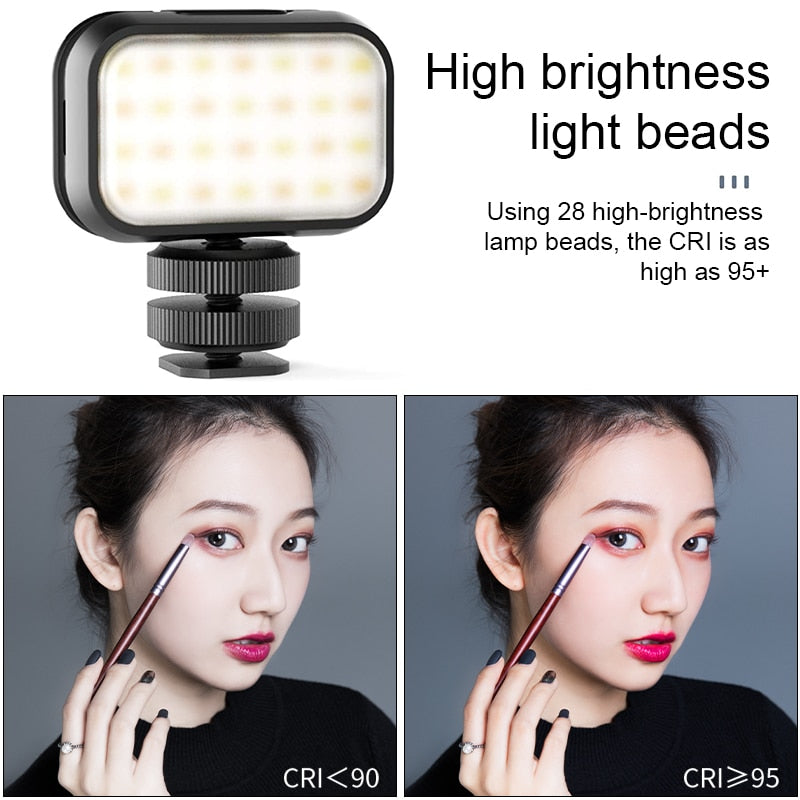 Ulanzi VL28 6500K Ultra Mini Rechargable LED Video Light Adjustable Vlog Light for Youtube Selfie Live Type-C Charging Light