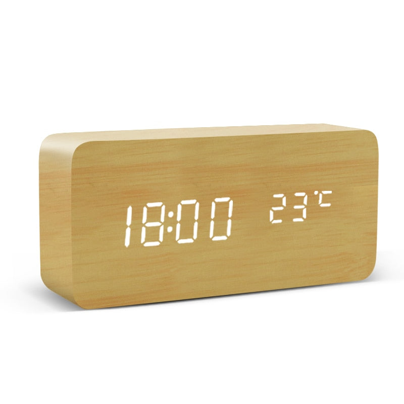 Wooden Alarm Clock USB/AAA Powered
