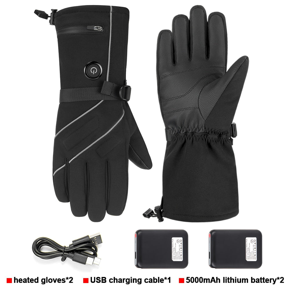 Motorcycle Heated Gloves Winter Warm Lithium Battery Heated Gloves Touch Screen Waterproof Skiing Heated Rechargeable Gloves