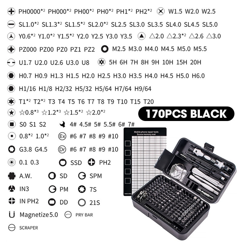 ONENUM Precision Screwdriver Set 25/39/63/130/132/145/170 In 1 Phillips Screw Bits Non-slip Handle Combinational Kit Repair Tool