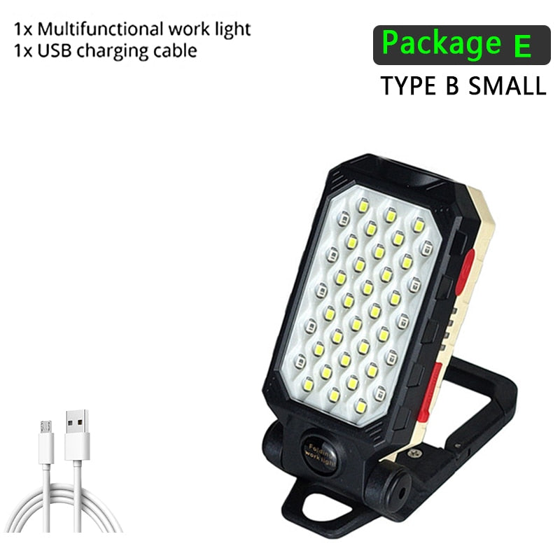 LED COB Rechargeable Magnetic Work Light Waterproof Camping Lantern Magnet Design with Power Display