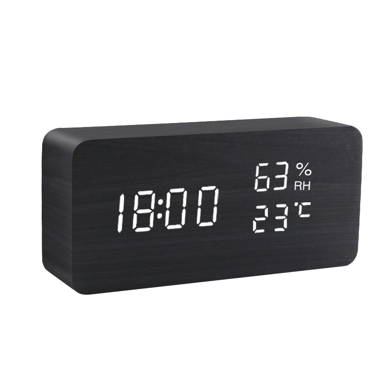 Wooden Alarm Clock USB/AAA Powered