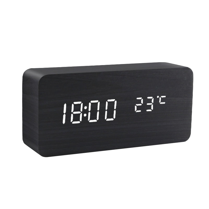 Wooden Alarm Clock USB/AAA Powered