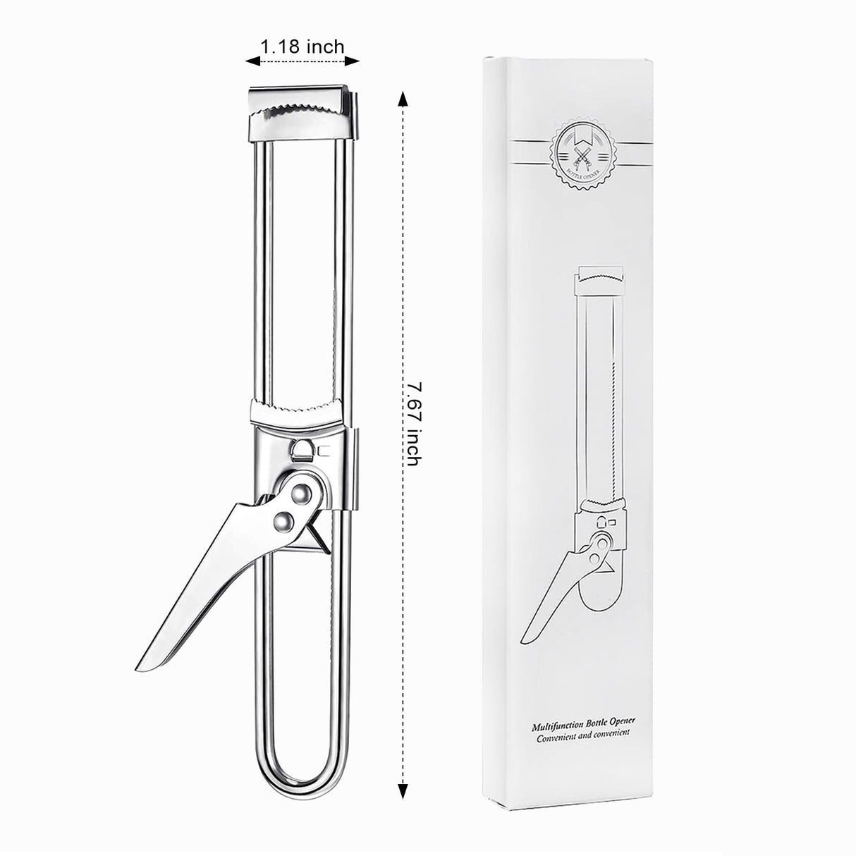 Can Opener Adjustable Stainless Steel Non-Slip Multifunction Manual Jar Bottle Opener