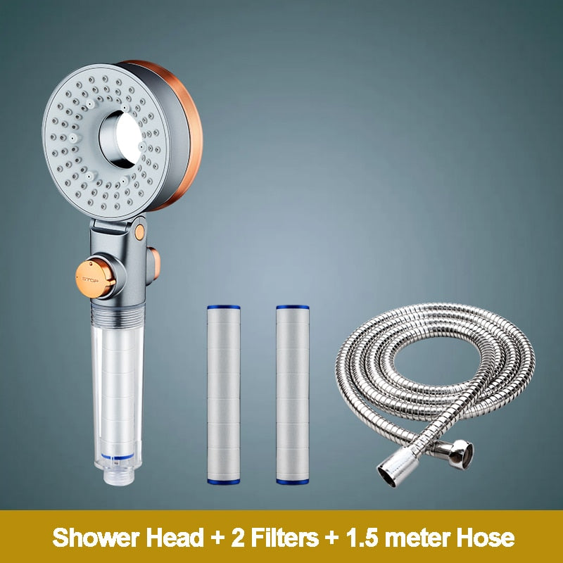 ZhangJi Double Sided Unique Shower Head Bathroom 3 Jettings Water Saving Filtration Round Rainfall Adjustable Nozzle Sprayer