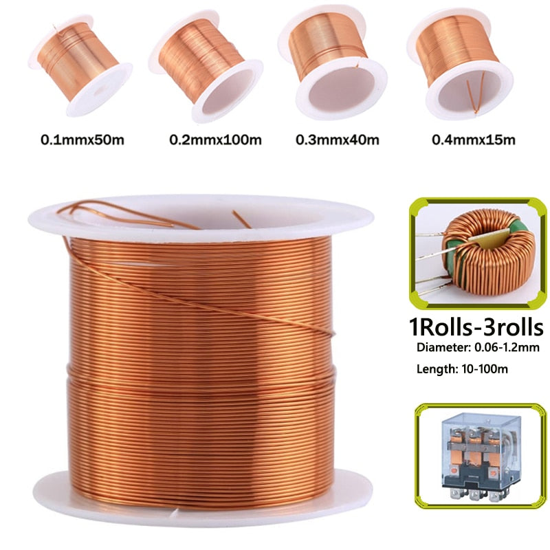 1-3Rolls copper lacquer wire Coil 0.06mm -1.2mm Cable.