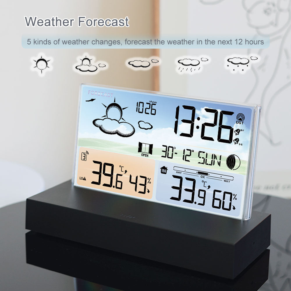 Transparent Weather Station Glass Colour Screen Thermometer Hygrometer Digital Temperature Humidity Monitor Weather Forecast