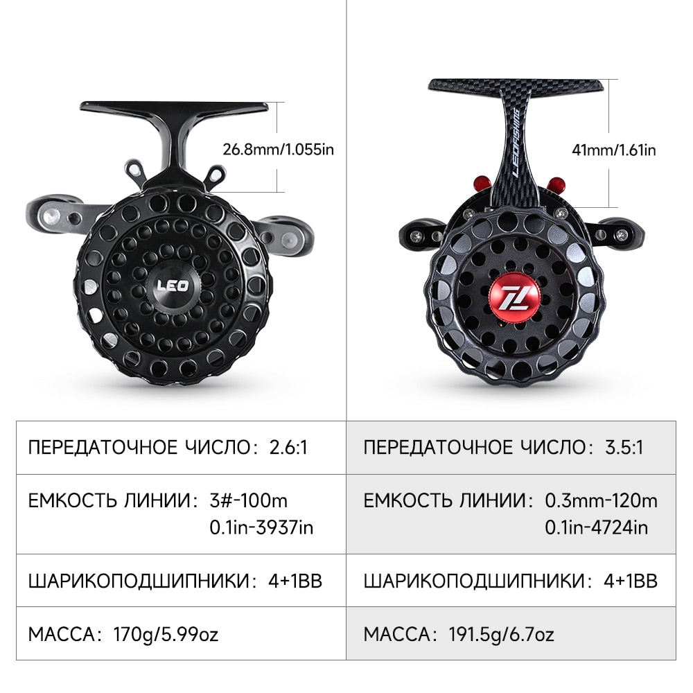 LEOFISHING Professional Coil Spinning Ice Reels Fishing Goods 4 + 1BB 2.6:1 for Fishing Rods Max Power 18KG Fishing Accessories