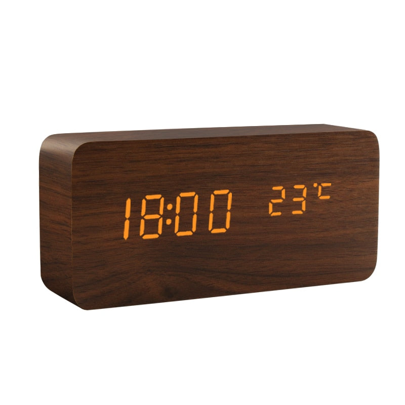Wooden Alarm Clock USB/AAA Powered