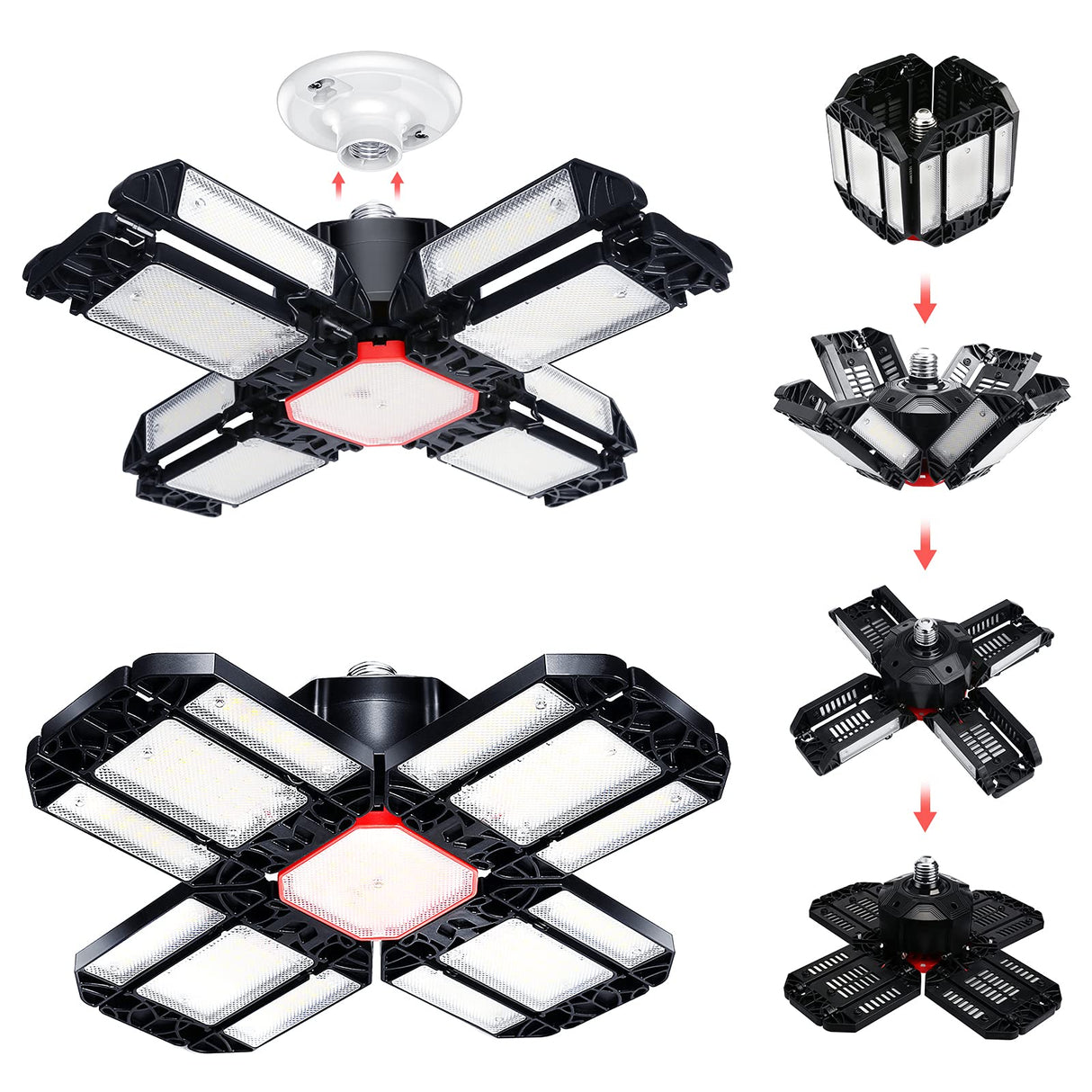 LED 3/5/6/10/12 Adjustable Basement/Storage/Warehouse Lighting With Panels E26/E27.