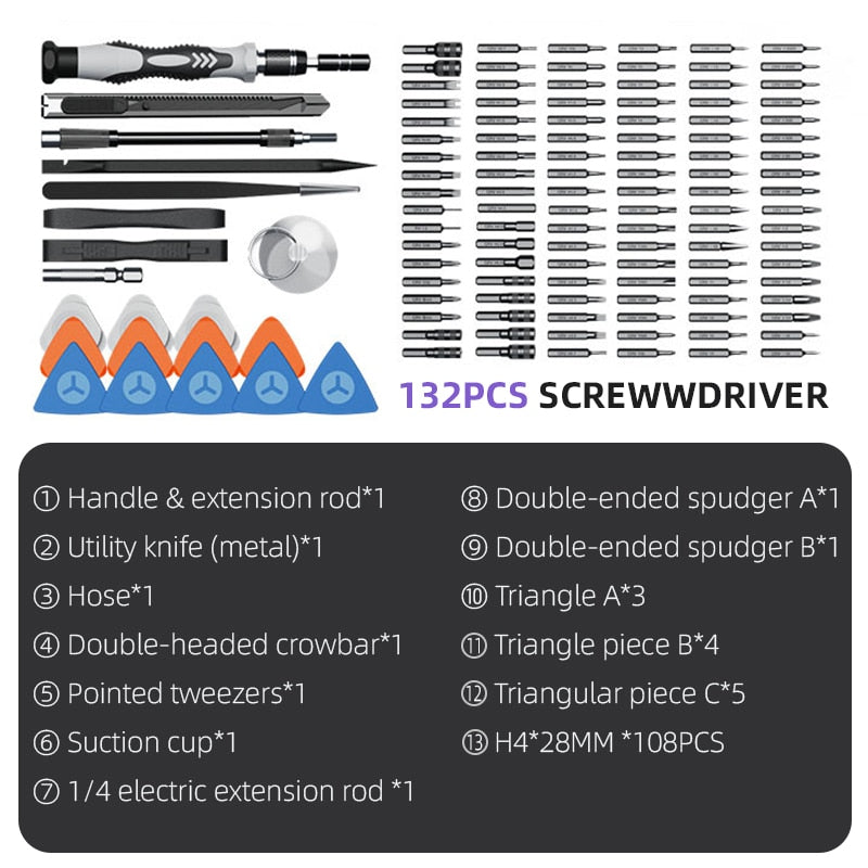 ONENUM Precision Screwdriver Set 25/39/63/130/132/145/170 In 1 Phillips Screw Bits Non-slip Handle Combinational Kit Repair Tool