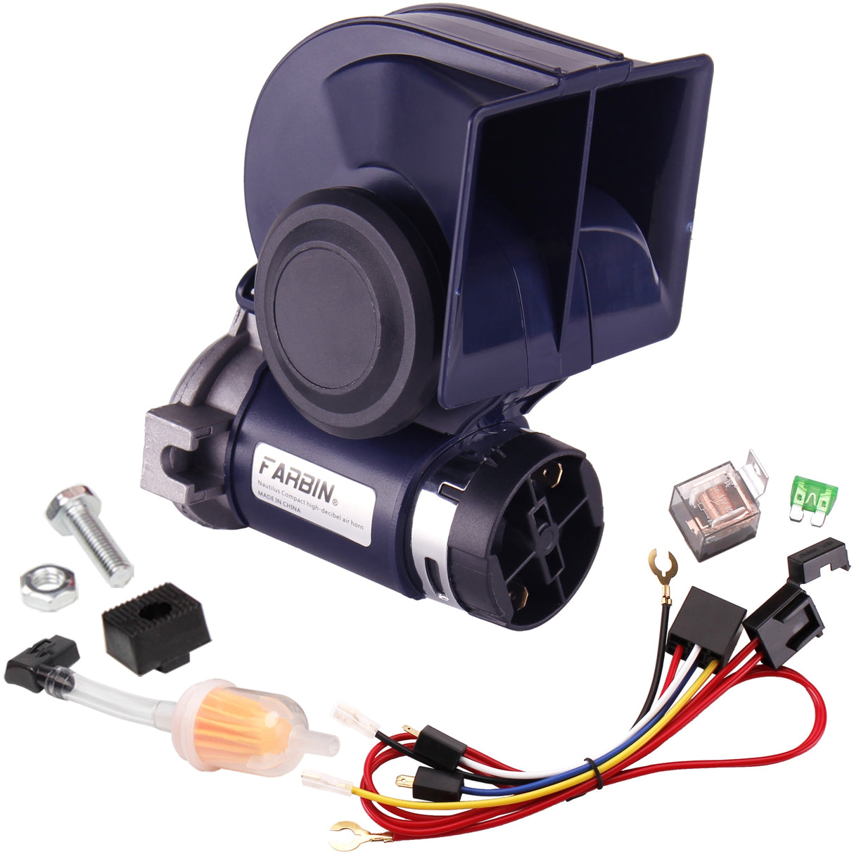 FARBIN Snail Air Horn With Compressor Relay Harness 12V 150db Super Loud Dual Tone Car Horn For Truck Motorcycle Car