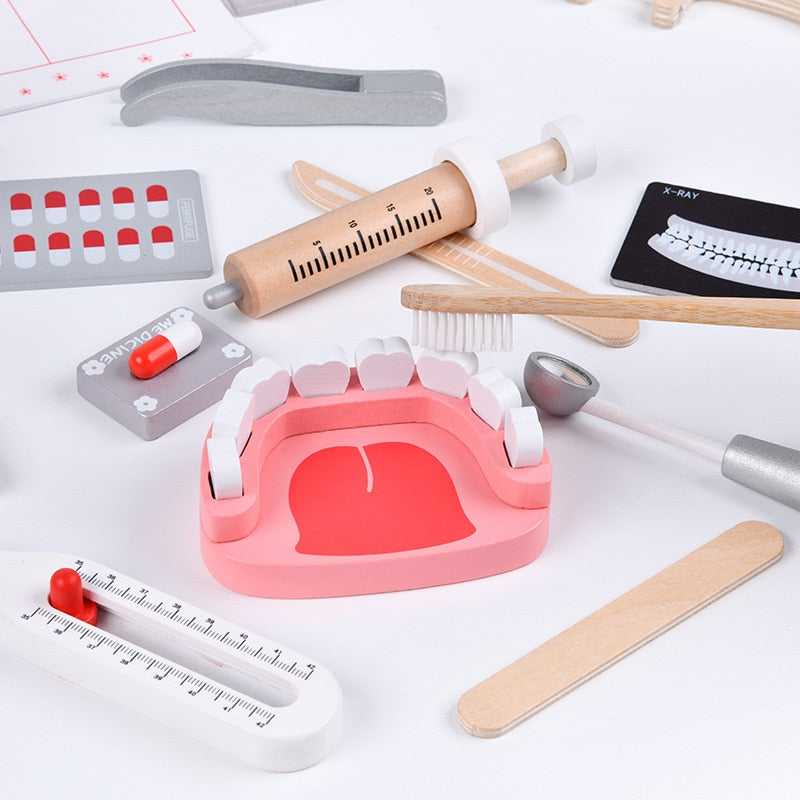 Doctor Toys for Children Wooden Pretend Play Kit Set