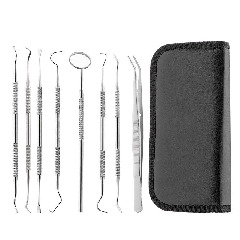 6pc/8pc Dental Mirror Stainless Steel Dental Dentist Prepared Tool Set Probe Tooth Care Kit Instrument Tweezer Hoe Sickle Scaler