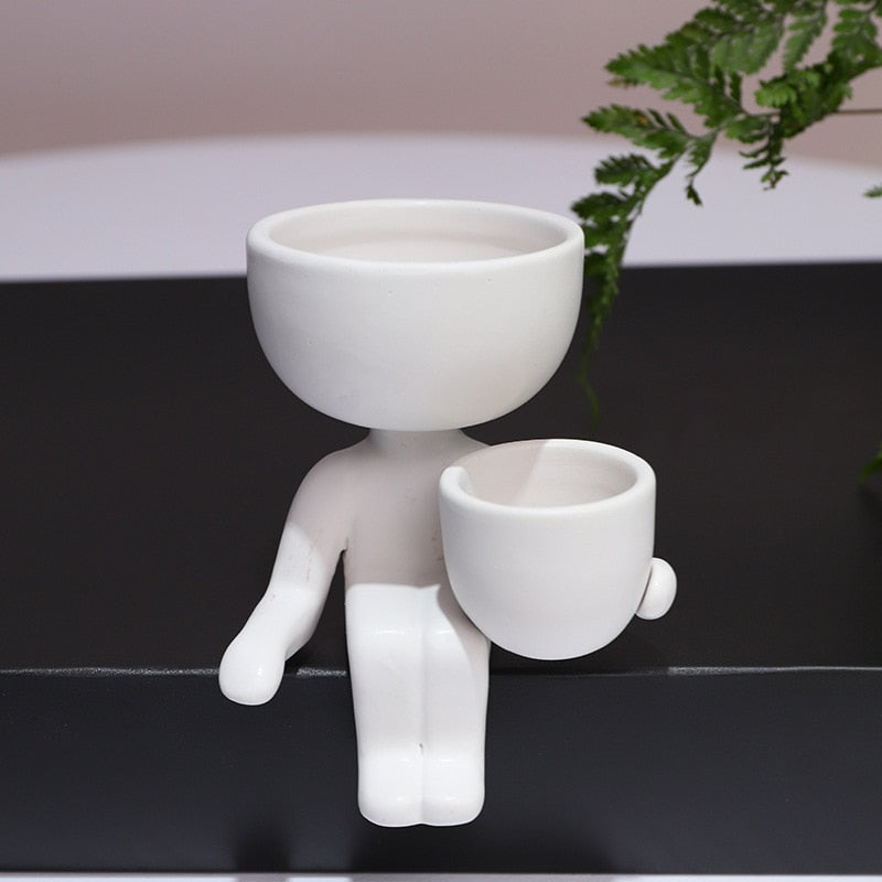 Humanoid Ceramic Flower Pot Succulent Planter
