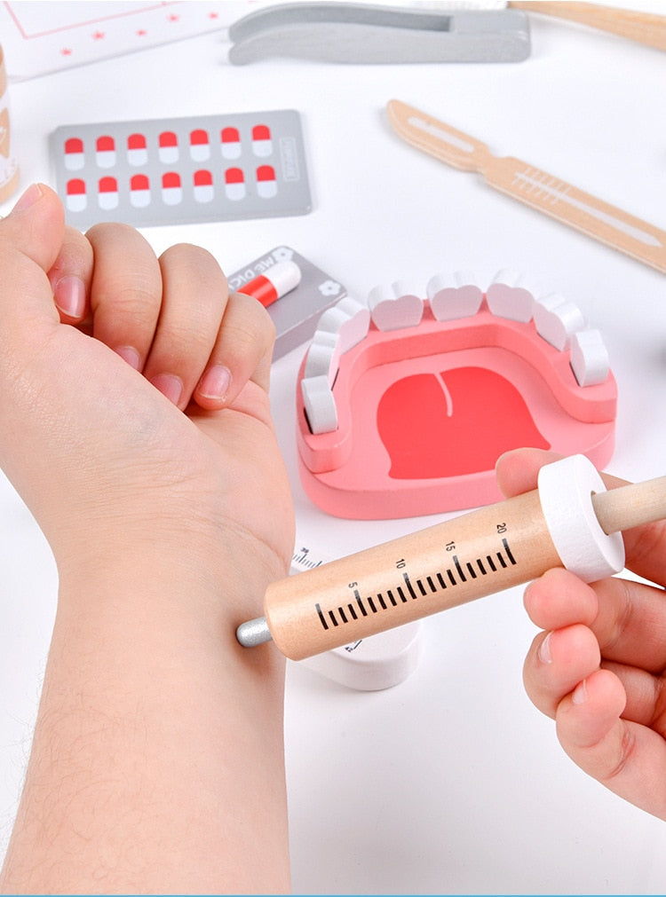 Doctor Toys for Children Wooden Pretend Play Kit Set