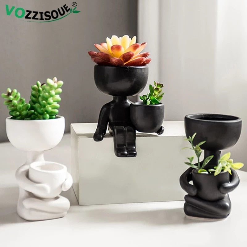 Humanoid Ceramic Flower Pot Succulent Planter
