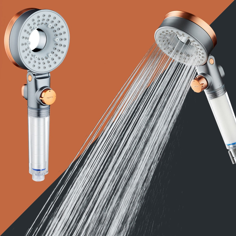 ZhangJi Double Sided Unique Shower Head Bathroom 3 Jettings Water Saving Filtration Round Rainfall Adjustable Nozzle Sprayer