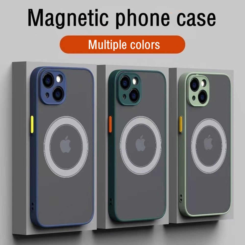 Luxury Magnetic For Magsafe Wireless Charge Phone Case For iPhone 13 14 12 11 Pro Max Mini X XR XS 14Plus Shockproof Armor Cover