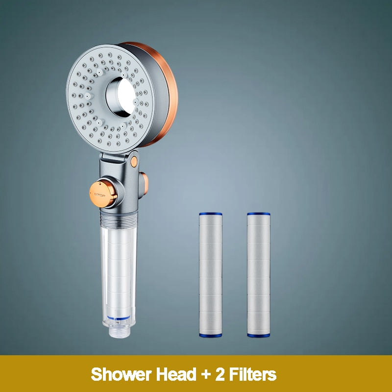 ZhangJi Double Sided Unique Shower Head Bathroom 3 Jettings Water Saving Filtration Round Rainfall Adjustable Nozzle Sprayer