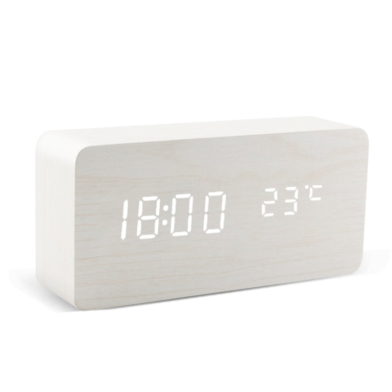 Wooden Alarm Clock USB/AAA Powered