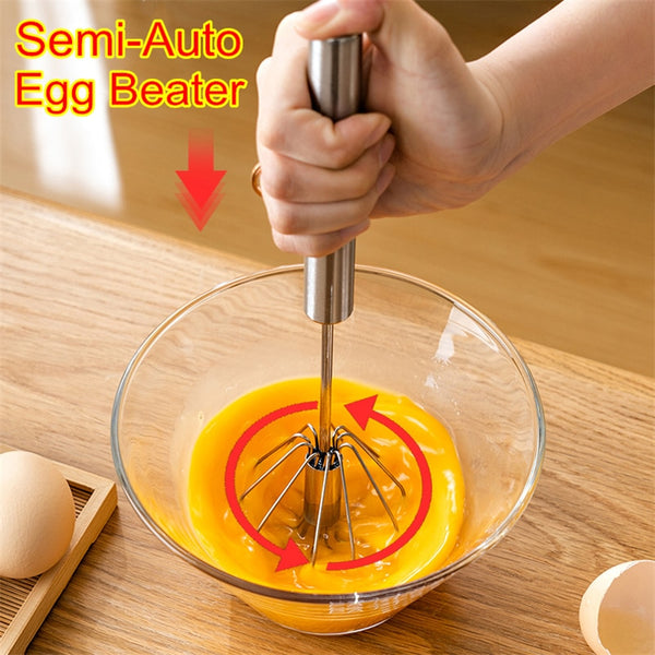 Stainless Steel Hand Held Semi Automatic  Whisk to Beat Eggs.