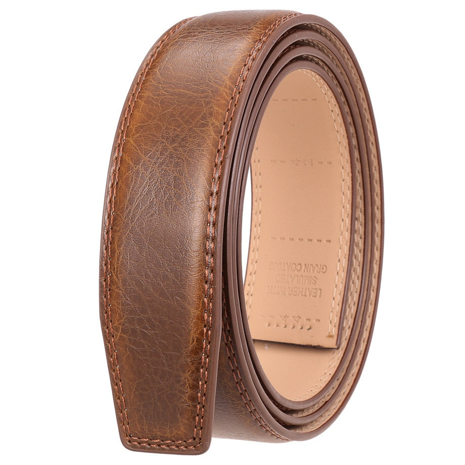 No Buckle 3.5cm Width Cowskin Genuine Leather Belt Men Without Automatic buckle