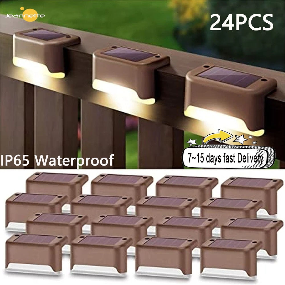 Solar Outdoor waterproof garden LED lights. Light up your patio, path, deck fence and stairs.