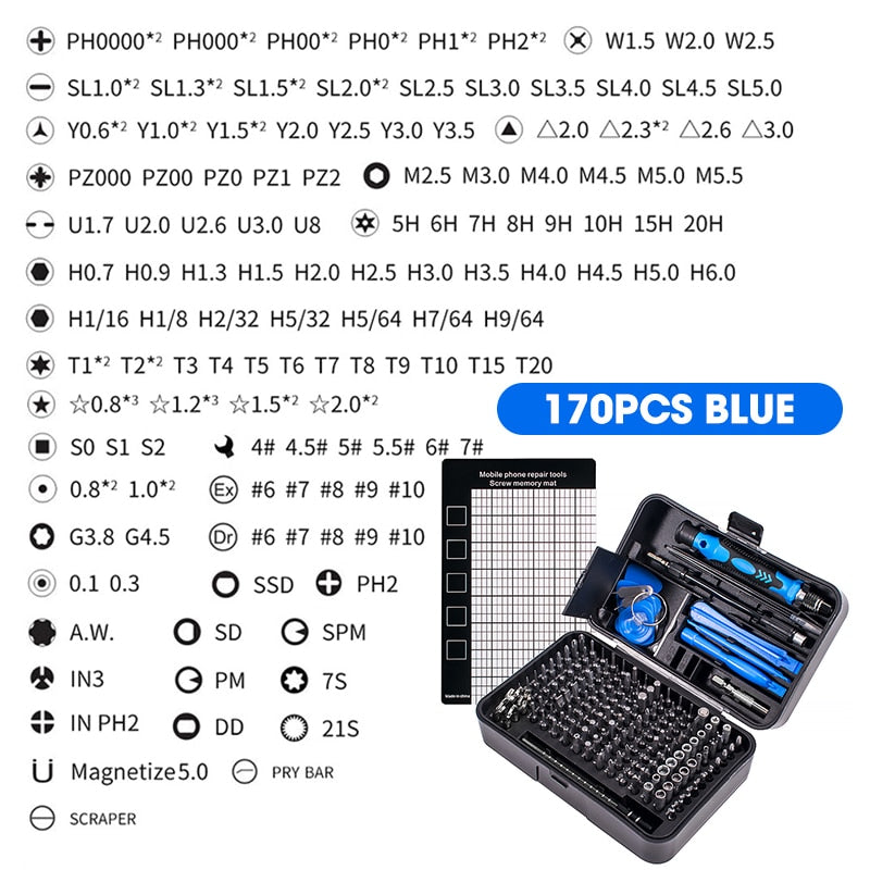 ONENUM Precision Screwdriver Set 25/39/63/130/132/145/170 In 1 Phillips Screw Bits Non-slip Handle Combinational Kit Repair Tool