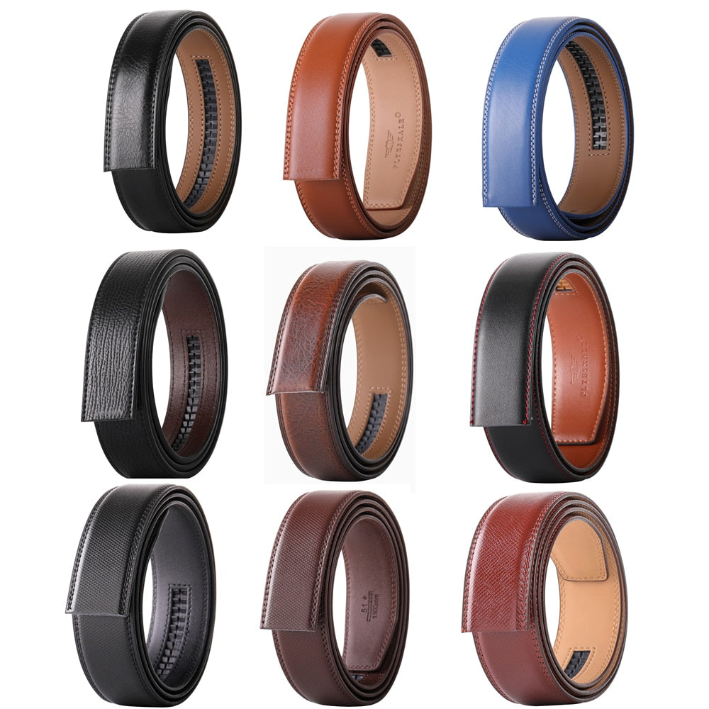 No Buckle 3.5cm Width Cowskin Genuine Leather Belt Men Without Automatic buckle