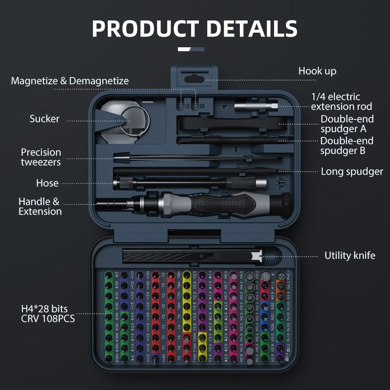 ONENUM Precision Screwdriver Set 25/39/63/130/132/145/170 In 1 Phillips Screw Bits Non-slip Handle Combinational Kit Repair Tool