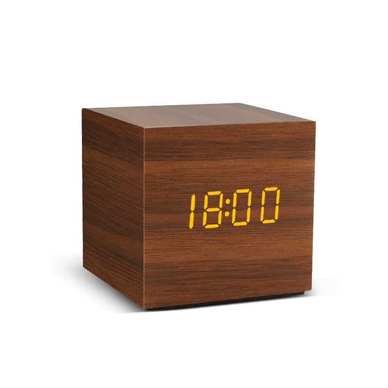 Wooden Alarm Clock USB/AAA Powered