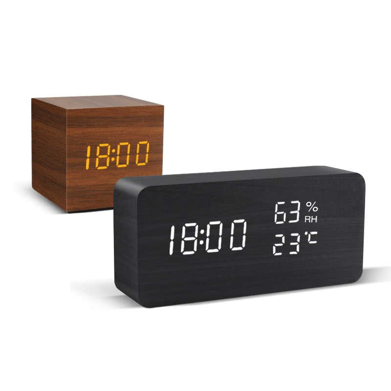Wooden Alarm Clock USB/AAA Powered