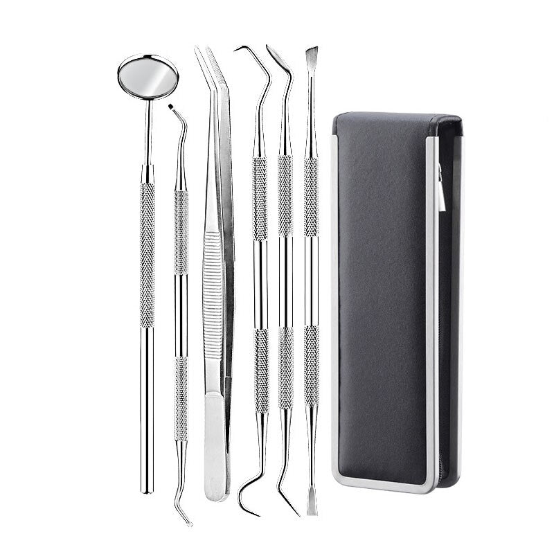 6pc/8pc Dental Mirror Stainless Steel Dental Dentist Prepared Tool Set Probe Tooth Care Kit Instrument Tweezer Hoe Sickle Scaler
