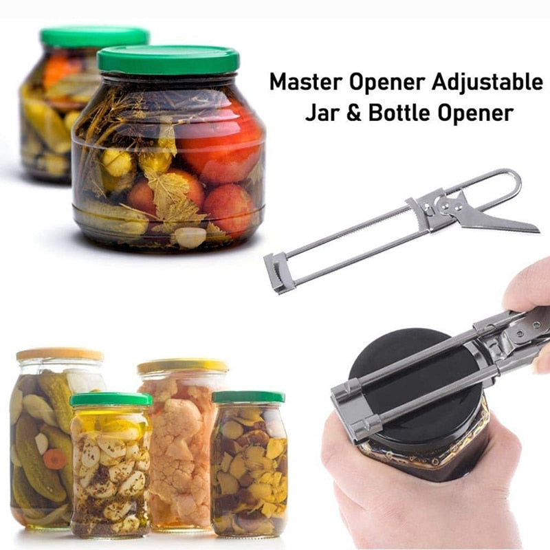 Can Opener Adjustable Stainless Steel Non-Slip Multifunction Manual Jar Bottle Opener