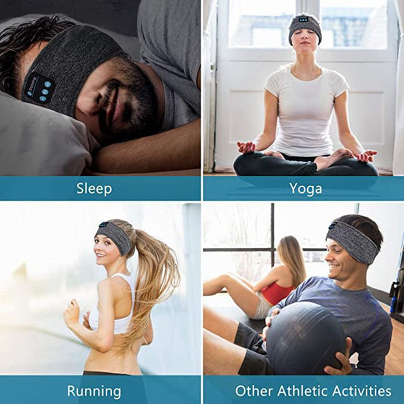 Bluetooth Headband Soft Elastic Comfortable to sleep listen to Wireless Music can be used Head/ Eye Mask