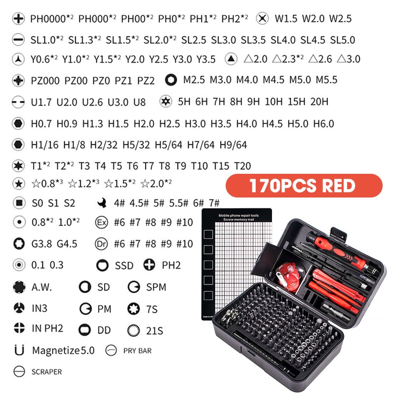ONENUM Precision Screwdriver Set 25/39/63/130/132/145/170 In 1 Phillips Screw Bits Non-slip Handle Combinational Kit Repair Tool