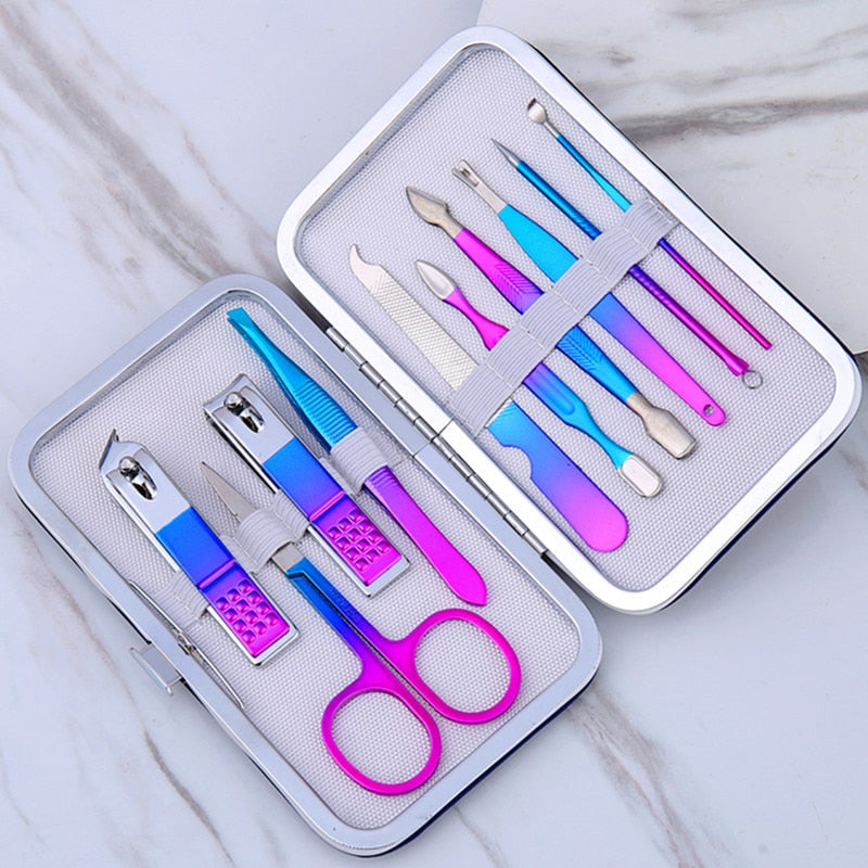7/10/12/16 pcs Manicure Cutters Nail Clipper Set Household Stainless Steel Ear Spoon Nail Clippers Pedicure Nail Scissors Tool