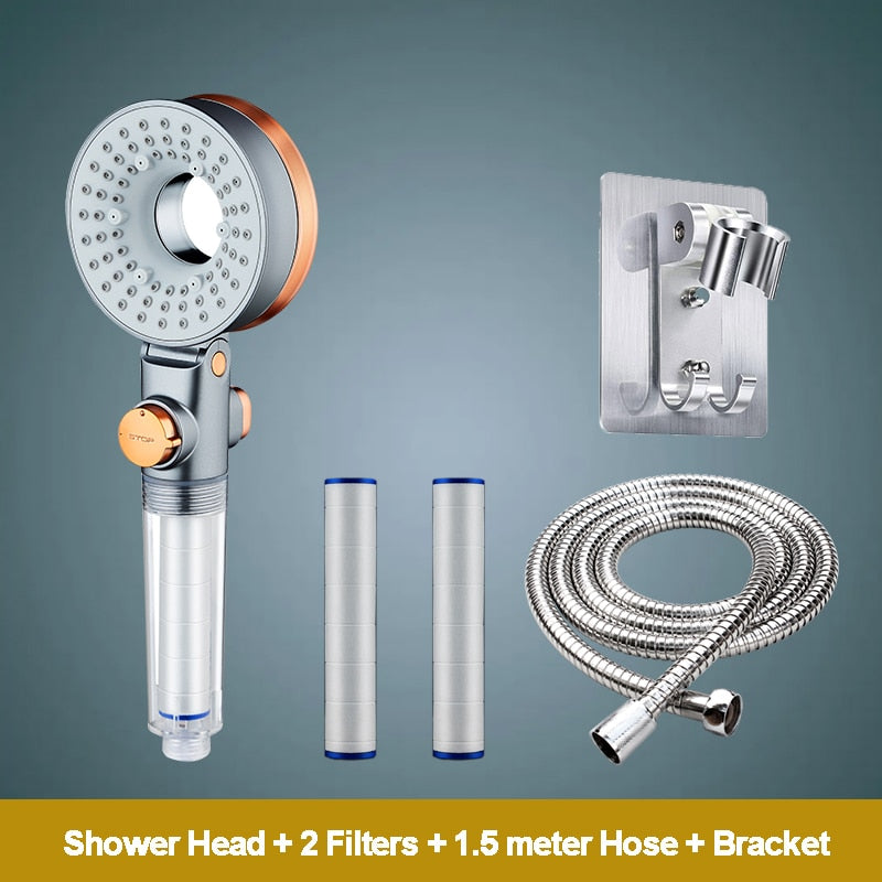 ZhangJi Double Sided Unique Shower Head Bathroom 3 Jettings Water Saving Filtration Round Rainfall Adjustable Nozzle Sprayer