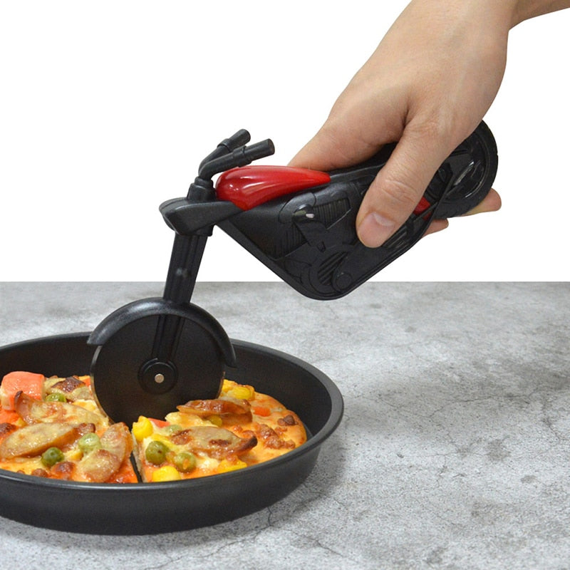 Stainless steel motorcycle pizza cutter